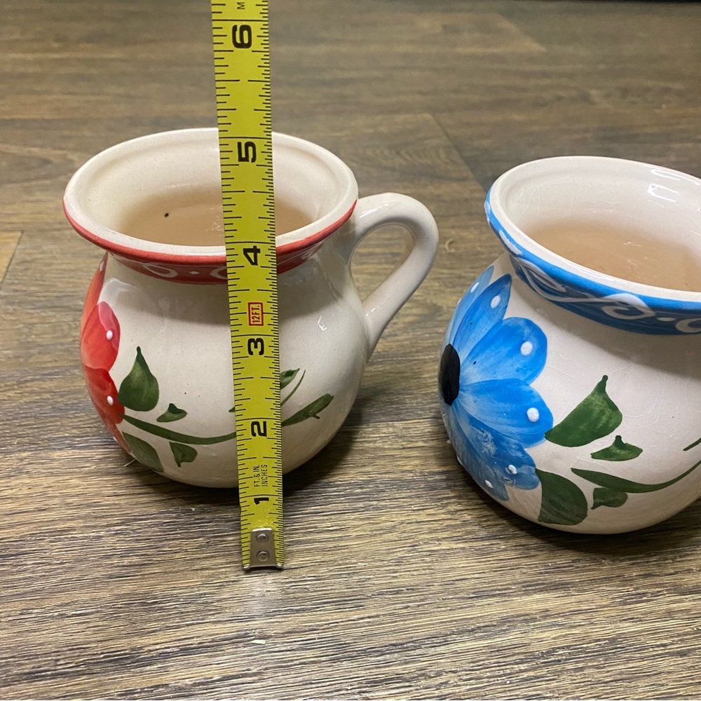 Handcrafted Floral Ceramic Mugs - Red and Blue Mexican craftsmanship - Picture 5 of 5